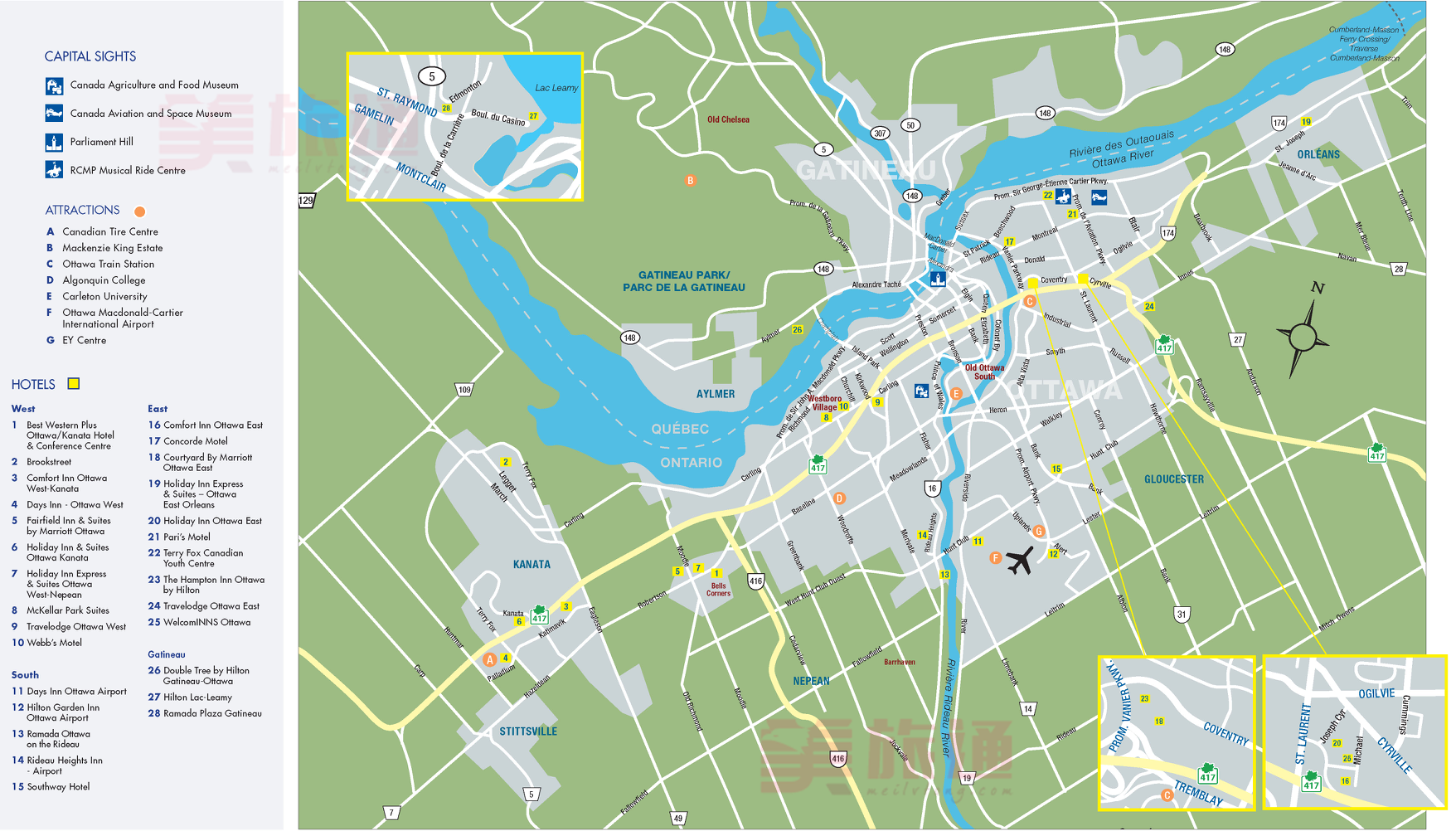 渥太华旅游景点地图