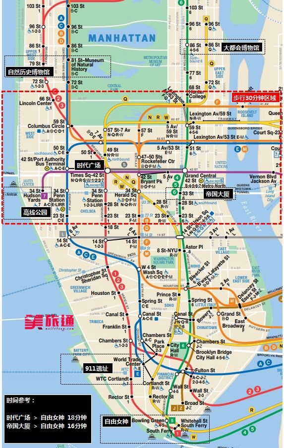 纽约景点地图 - 中文版