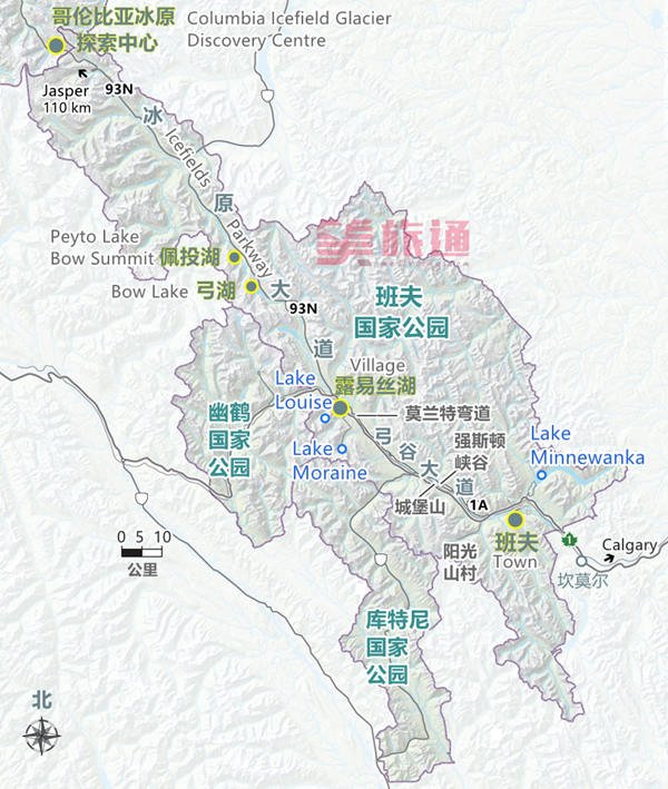 班夫旅游景点地图 班夫旅游景点地图