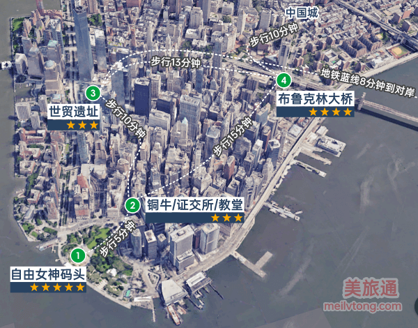 纽约地图 2024 - 中文景点标注